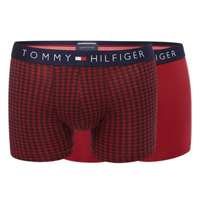 Tommy Hilfiger Pack of two red houndstooth hipster trunks